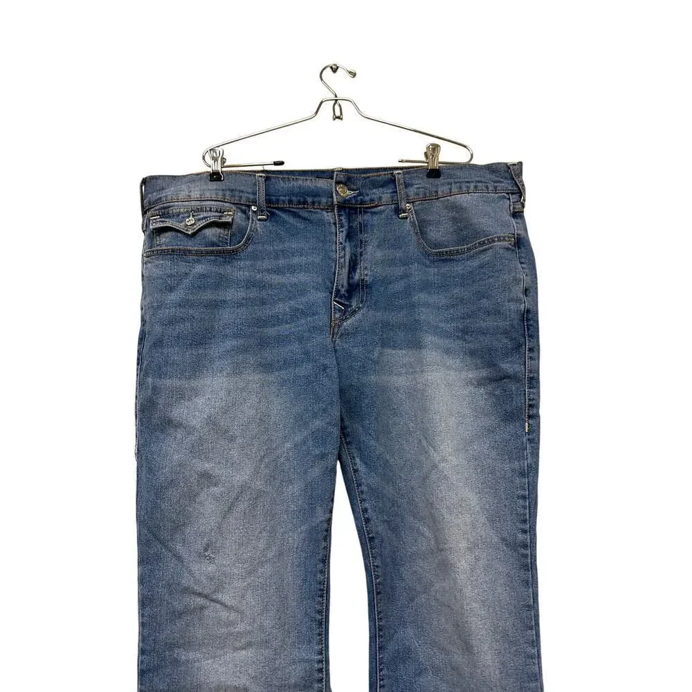 Authentic True Religion Size 42 Ricky Relaxed Straight Light Wash Blue Jean y2k